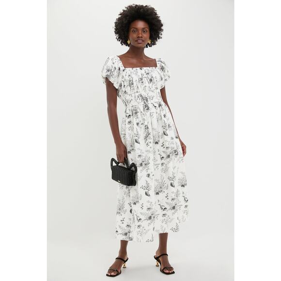 HYACINTH HOUSE Black & White Floral Smocked Helena Maxi Dress Size L NWT - Picture 4 of 7